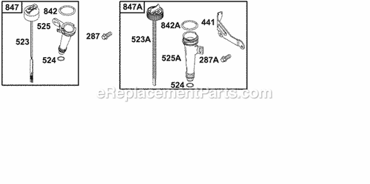 Oil Group Diagram and Parts List for  Briggs and Stratton Engine